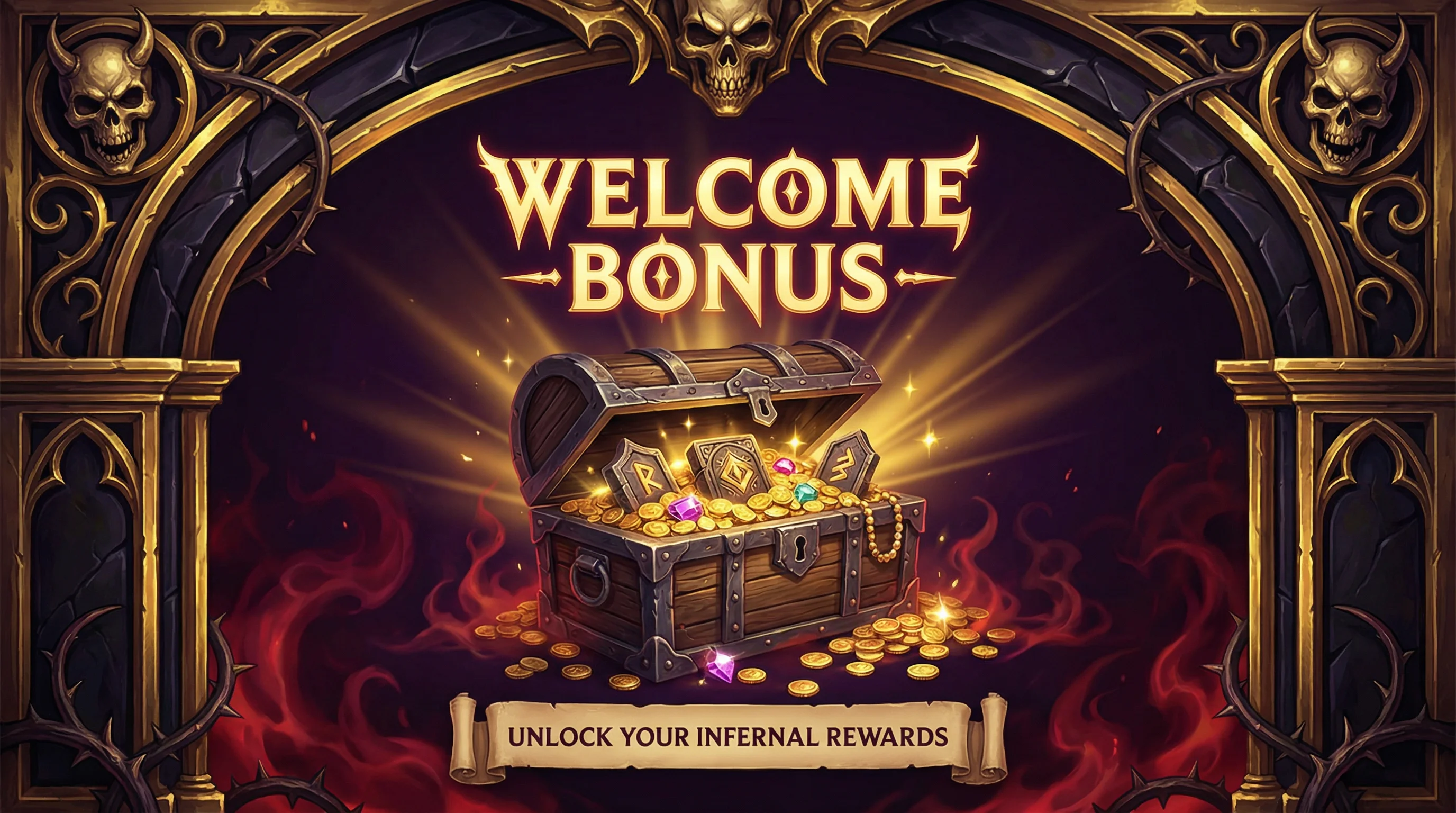 Bônus de boas-vindas do onabet com baú de tesouros e moedas de ouro